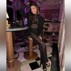 ZARA SLIT LACE LEGGINGS